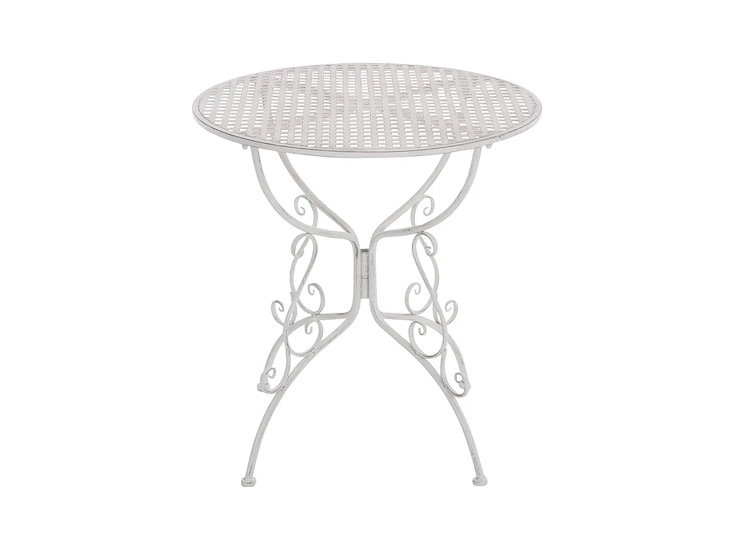Gartenbeistelltisch - rund 70cm - Metall - Blanc antique - Amanda