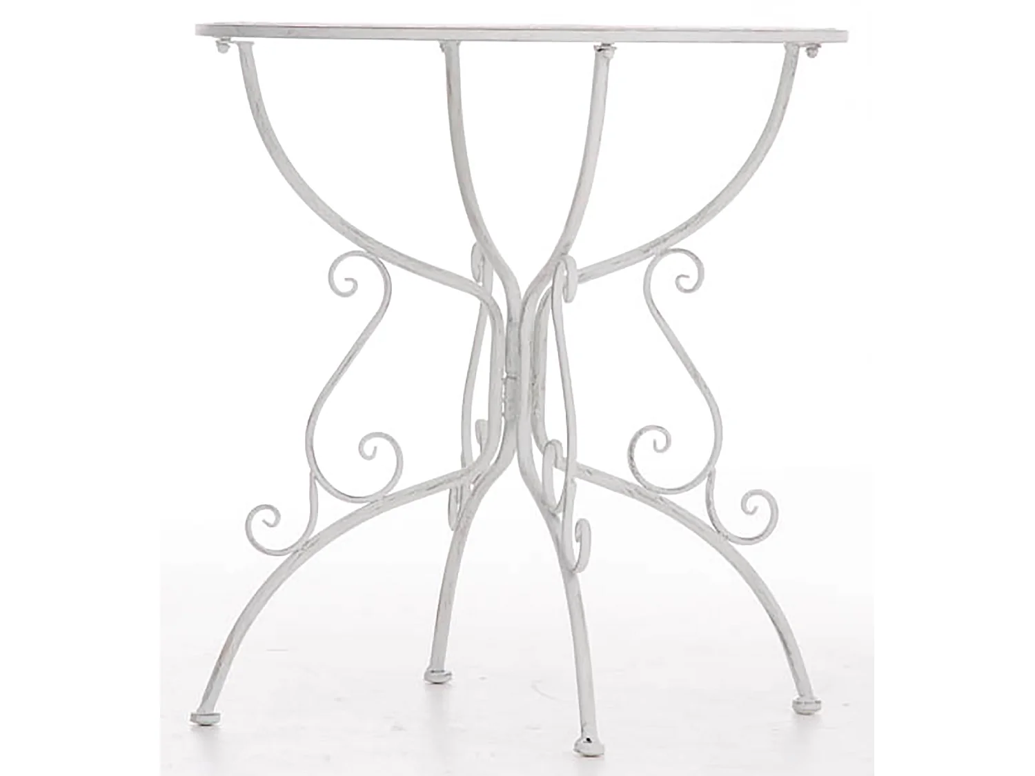 Table d'appoint de jardin - rund 70cm - Métal - Blanc antique - Amanda