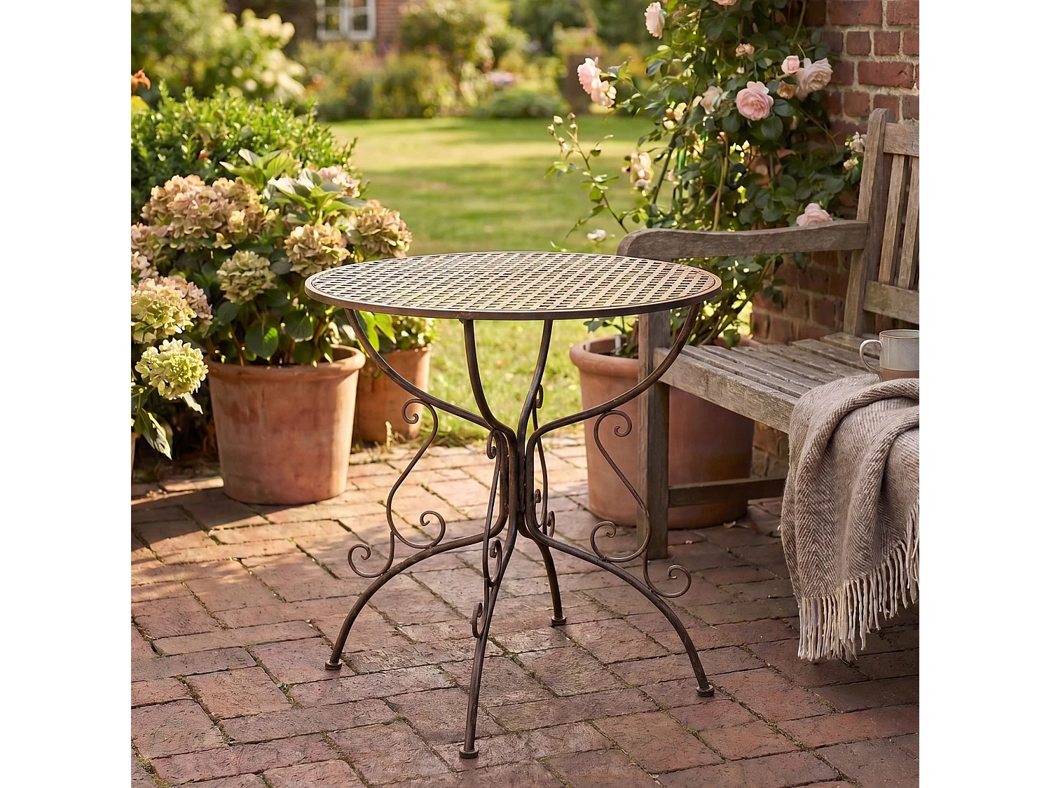 Table d'appoint de jardin - rond Ø 70 cm - Métal - Bronze - Amanda