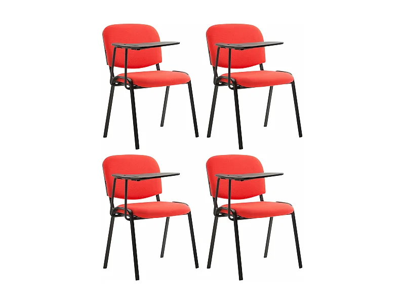 Set van 4  Conferentiestoelen - Stof & Metaal mat zwart - rood - Ken