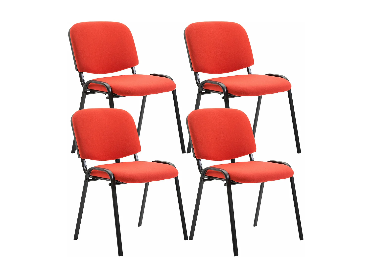 Set van 4  Conferentiestoelen - Stof & zwart - rood - Ken