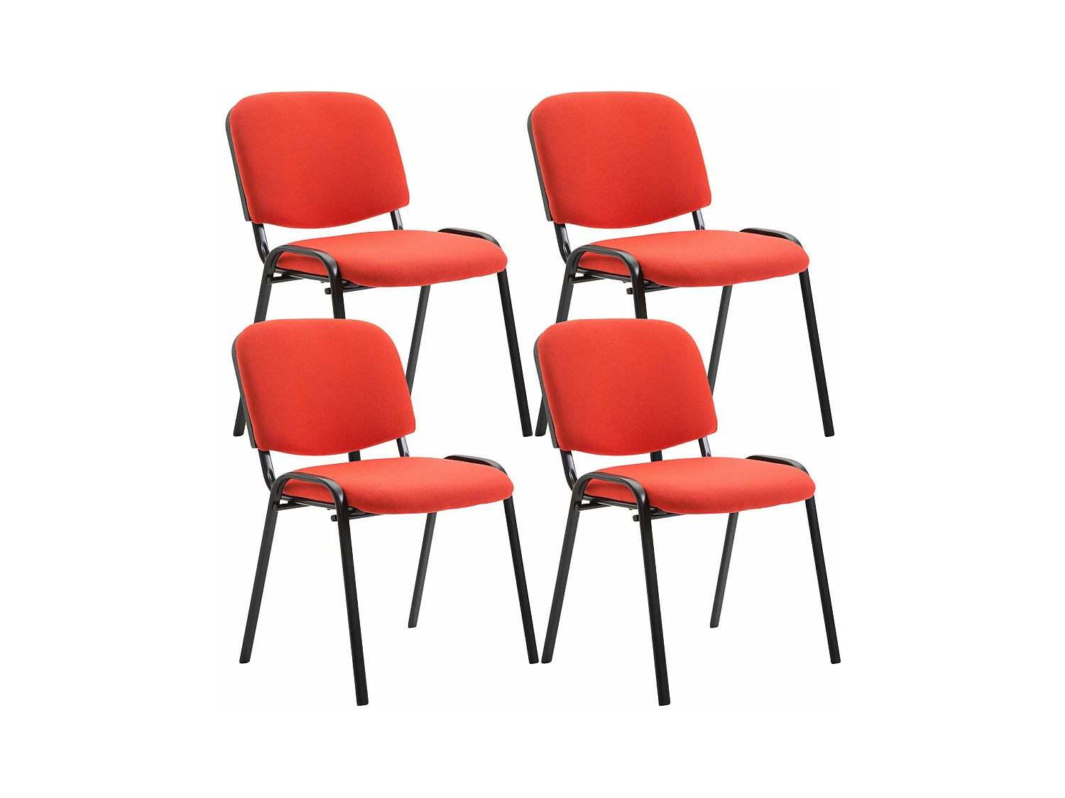 Lot de 4  Chaise de conférence - Tissu & Noir - Rouge - Ken