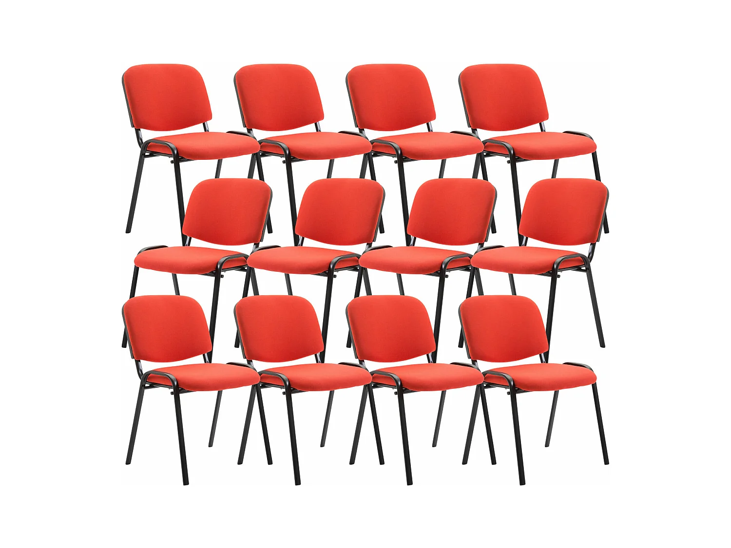 Lot de 12  Chaise de conférence - Tissu & Métal - Rouge - Ken