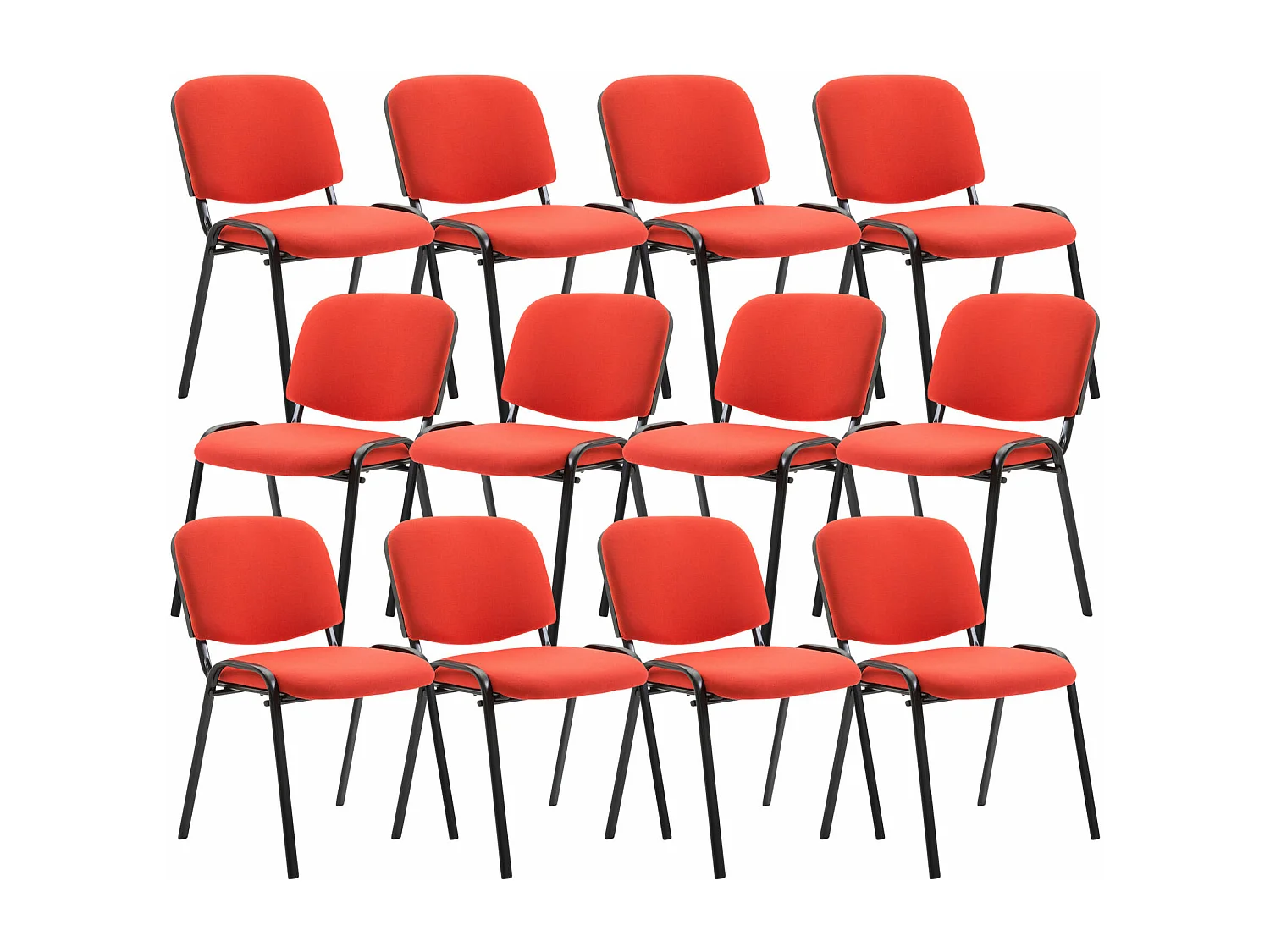Lot de 12  Chaise de conférence - Tissu & Métal - Rouge - Ken