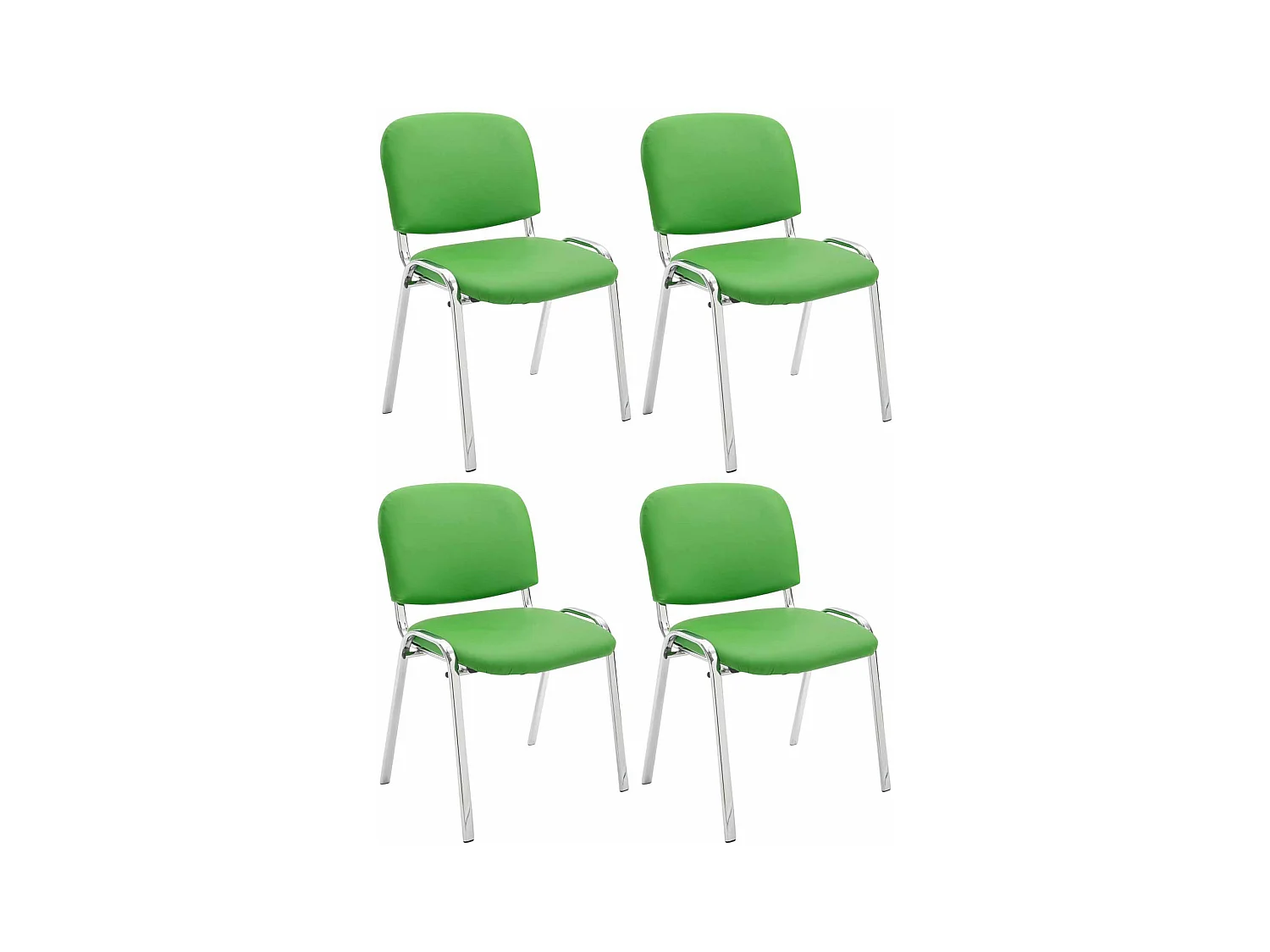 Lot de 4  Chaise de conférence - Similicuir & Métal chromé - Vert - Ken