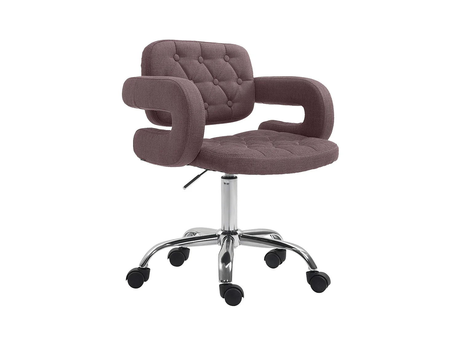 Chaise de bureau - Tissu & Métal chromé - Marron - Dublin