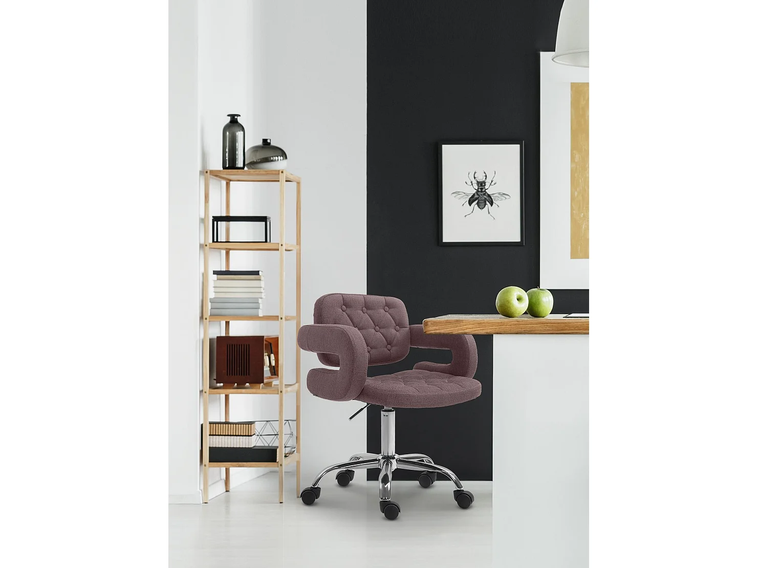 Chaise de bureau - Tissu & Métal chromé - Marron - Dublin