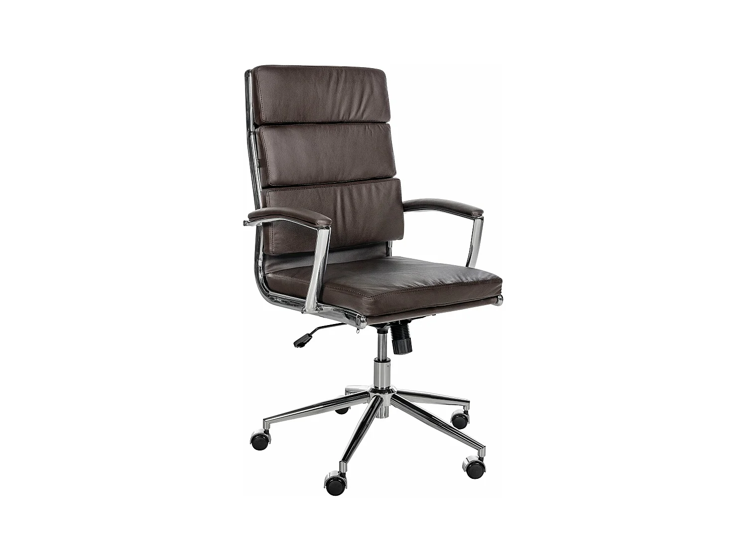 Chaise de bureau - Véritable cuir & Métal chromé - Marron - Cleveland