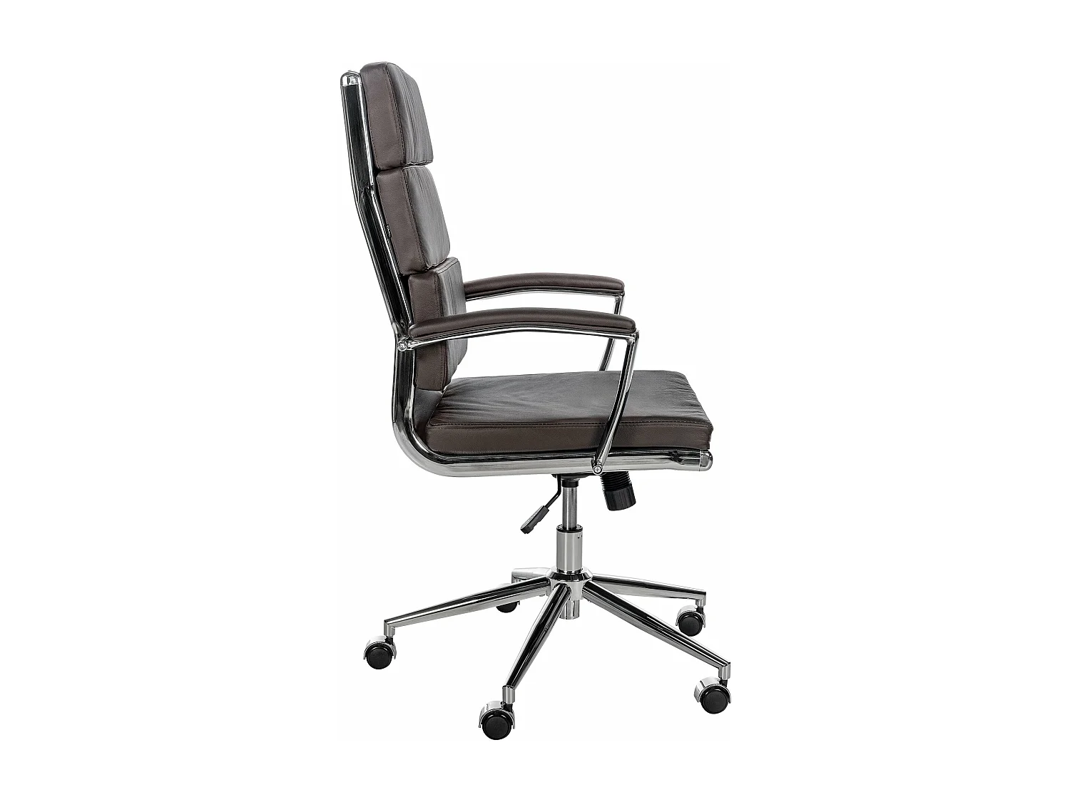 Chaise de bureau - Véritable cuir & Métal chromé - Marron - Cleveland