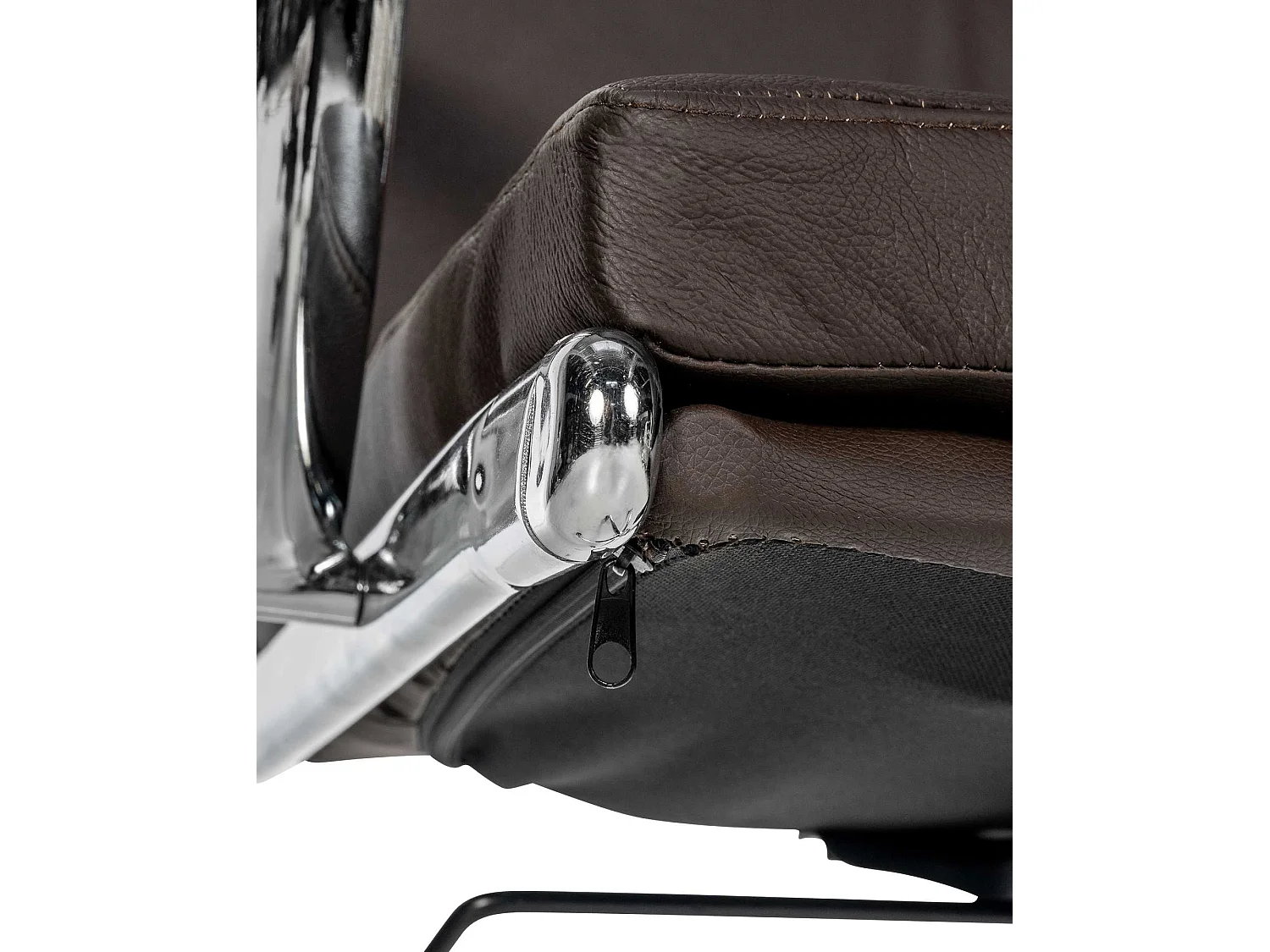 Chaise de bureau - Véritable cuir & Métal chromé - Marron - Cleveland