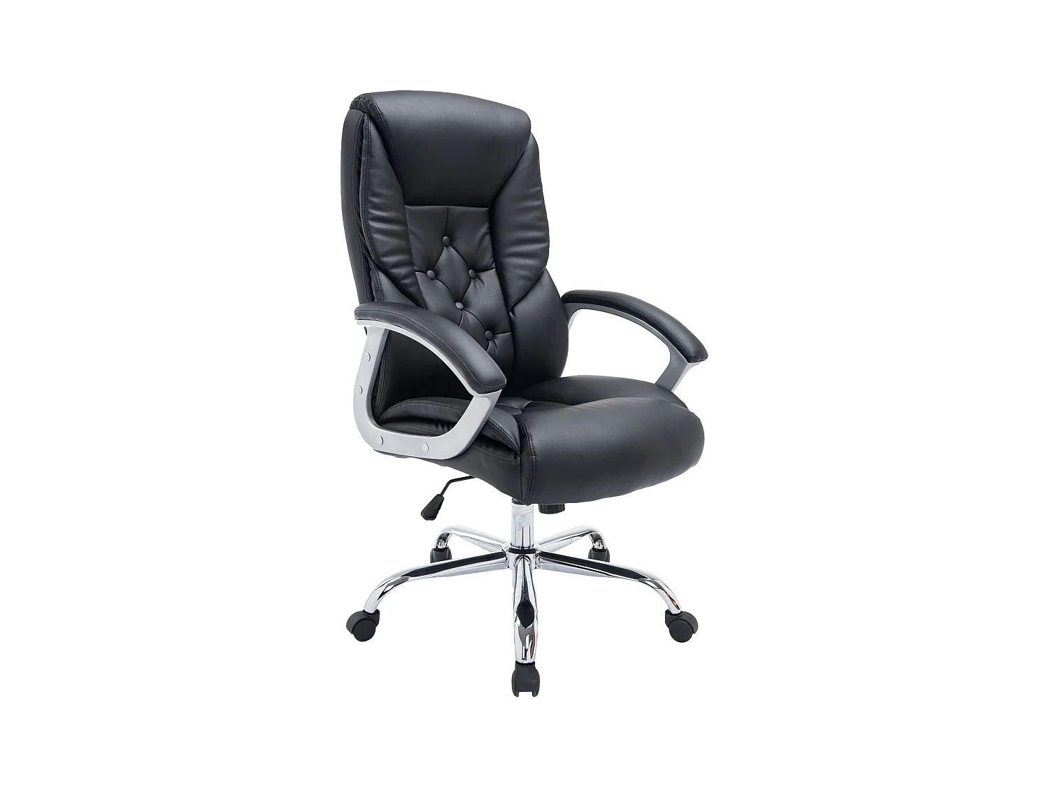 Chaise de bureau - Similicuir & Métal chromé - Noir - XXL Rodeo