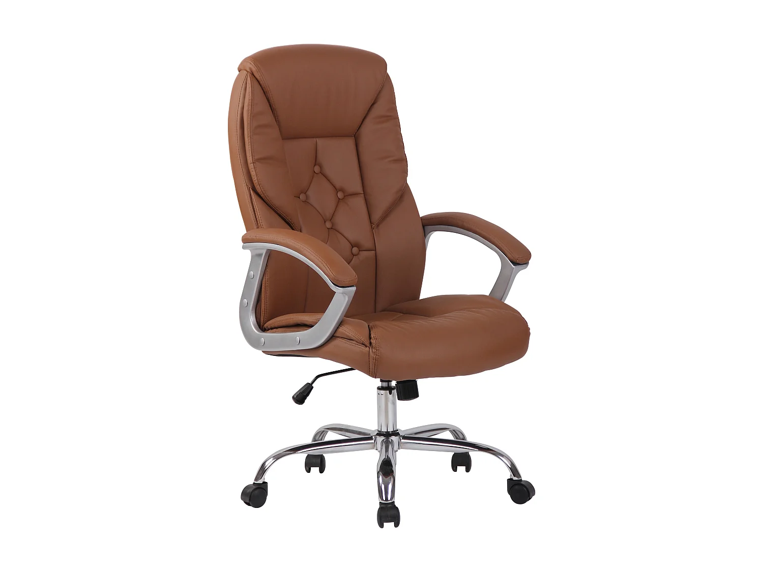 Chaise de bureau - Similicuir & Métal chromé - Marron clair - XXL Rodeo