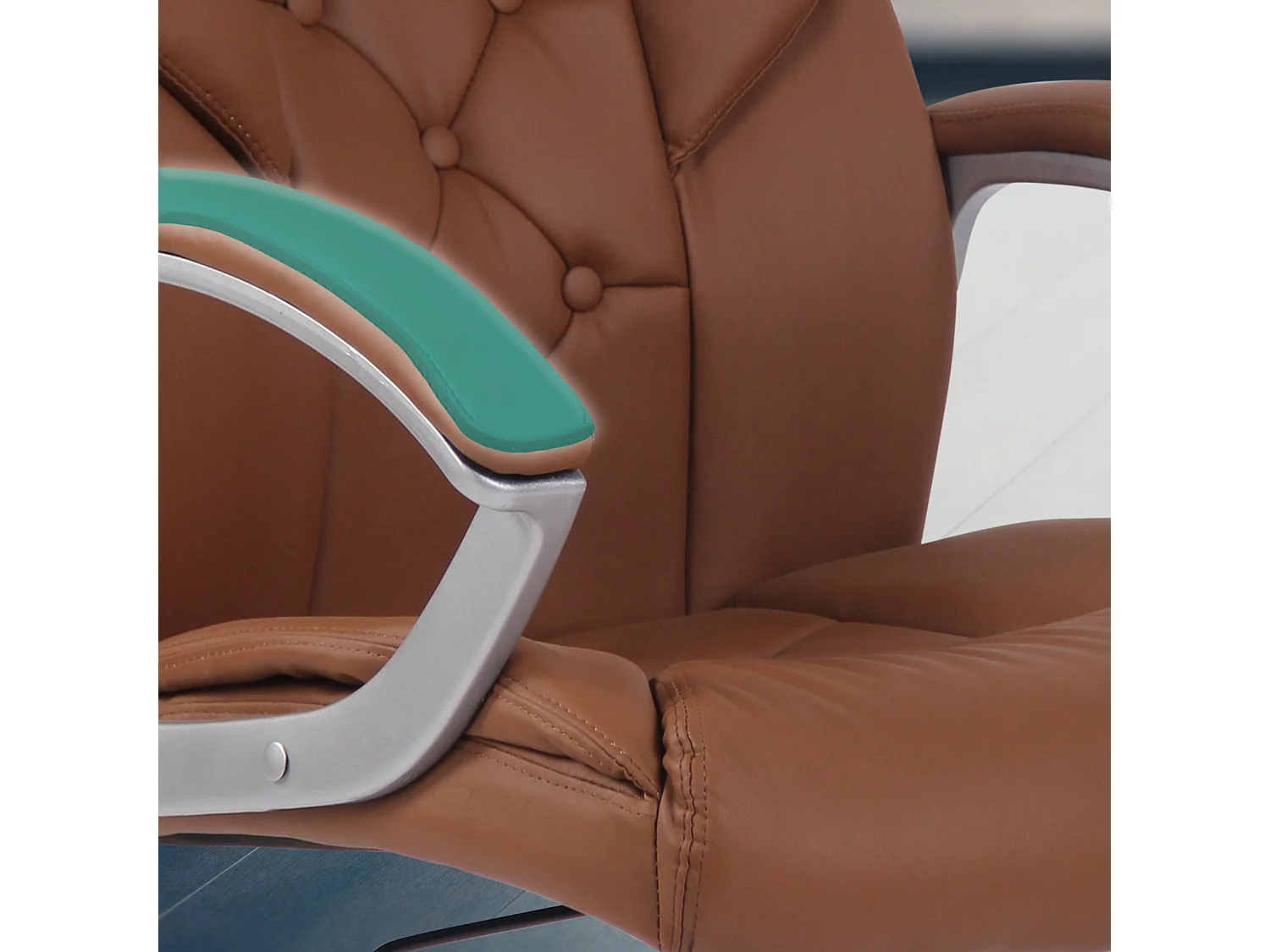 Chaise de bureau - Similicuir & Métal chromé - Marron clair - XXL Rodeo