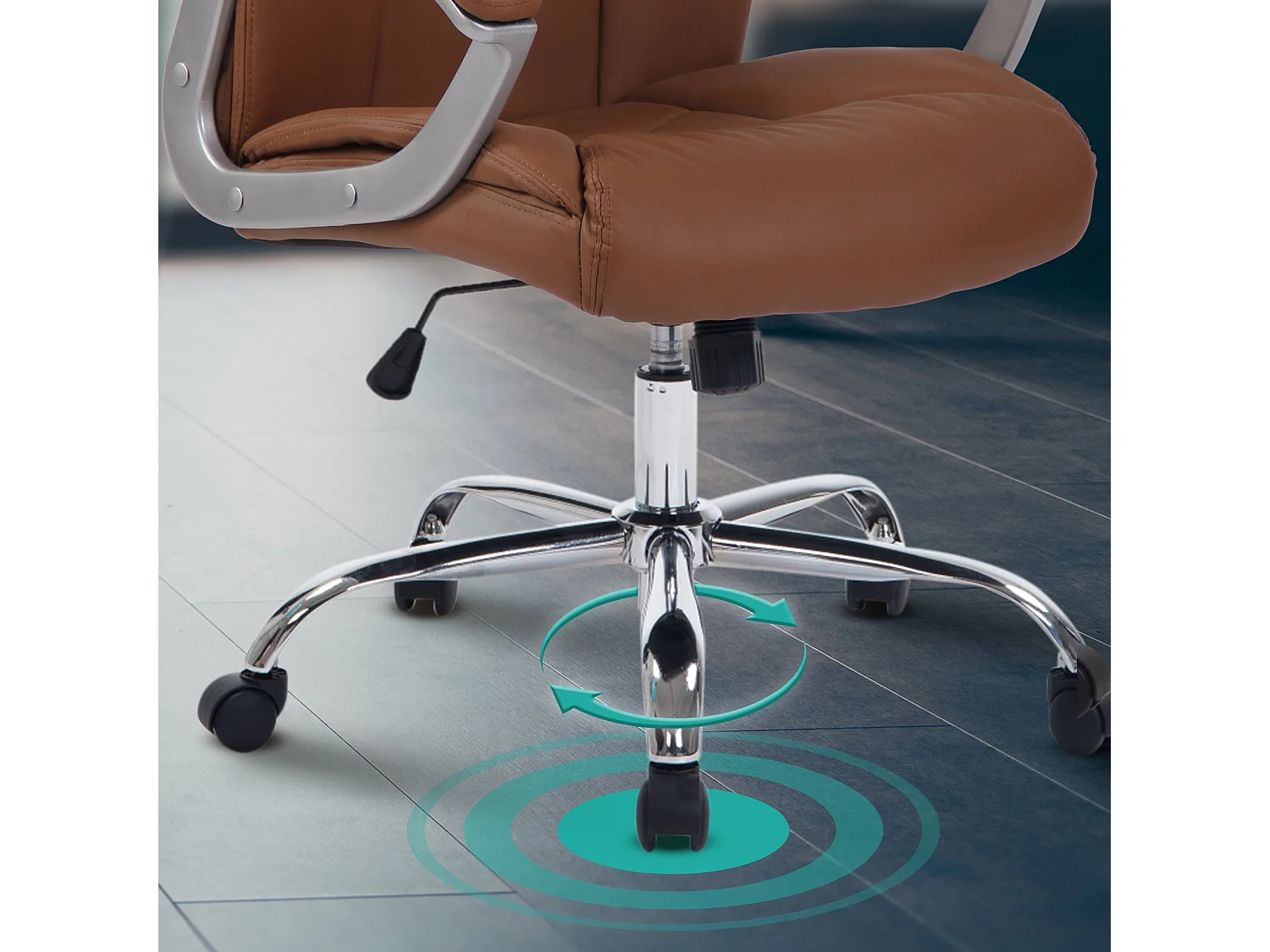 Chaise de bureau - Similicuir - Marron clair - XXL Rodeo
