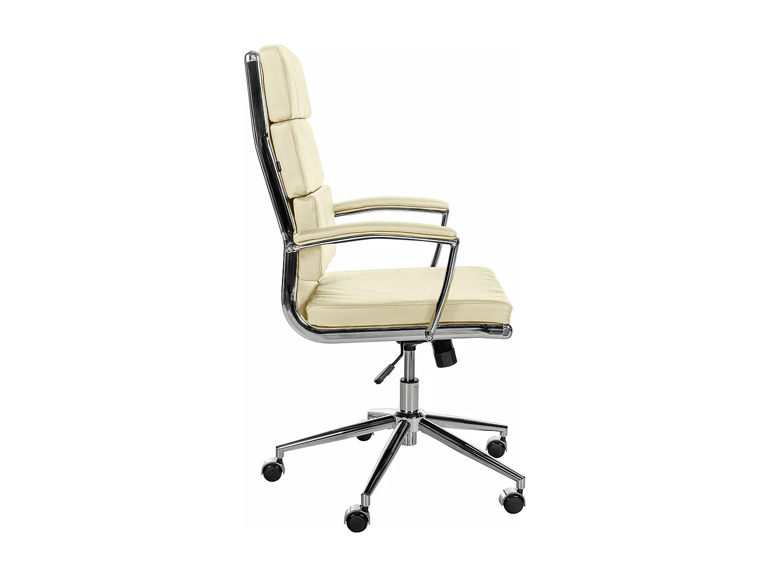 Bürosessel - Echtleder & Metall in Chromoptik - creme - Cleveland