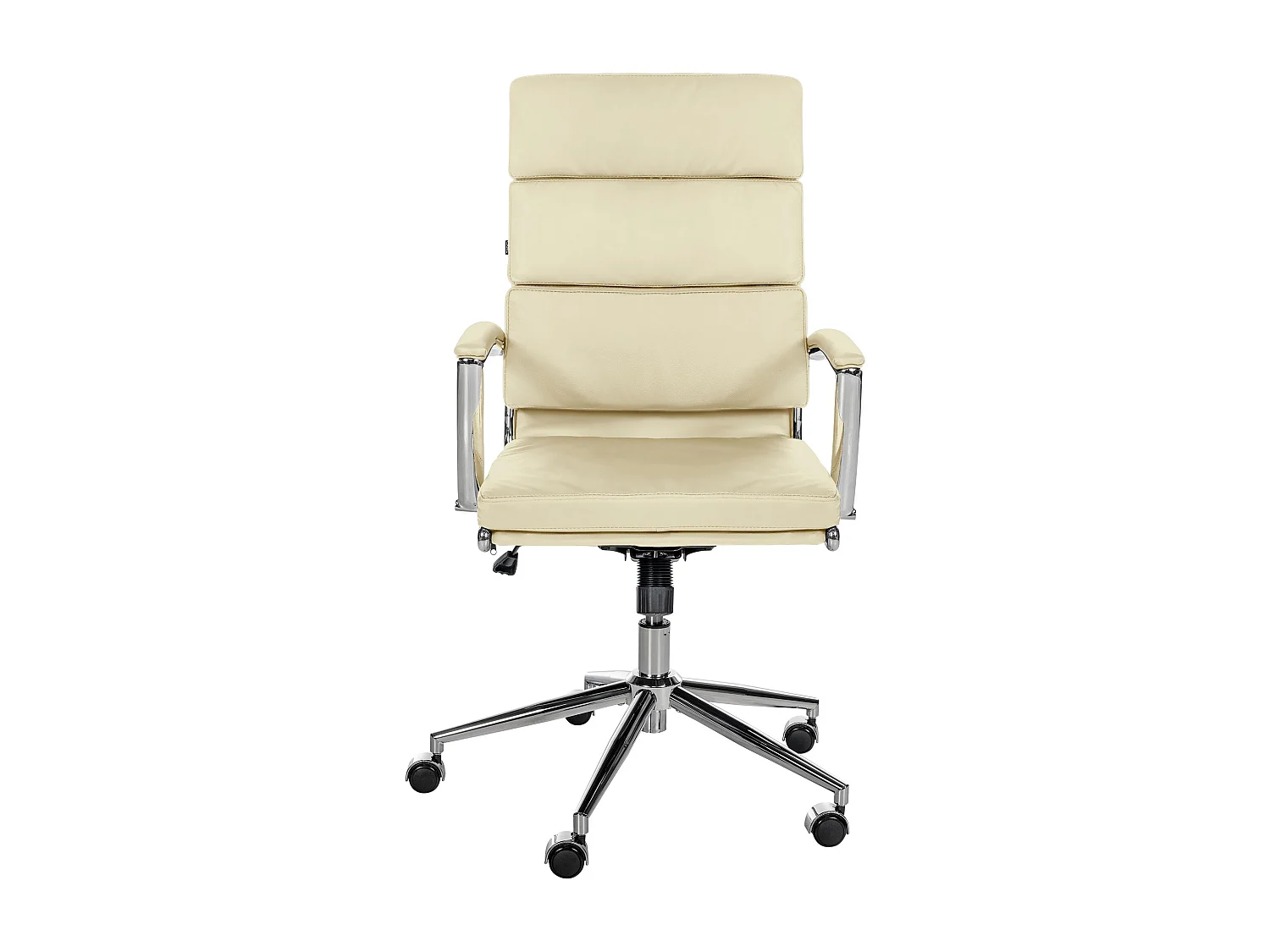 Bürosessel - Echtleder & Metall in Chromoptik - creme - Cleveland
