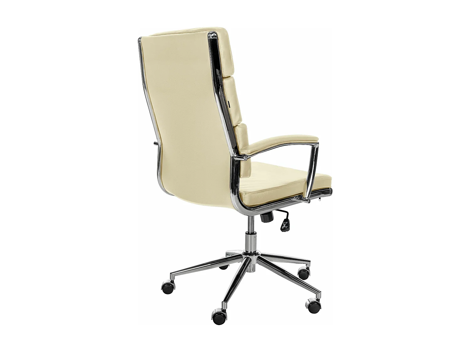 Bürosessel - Echtleder & Metall in Chromoptik - creme - Cleveland