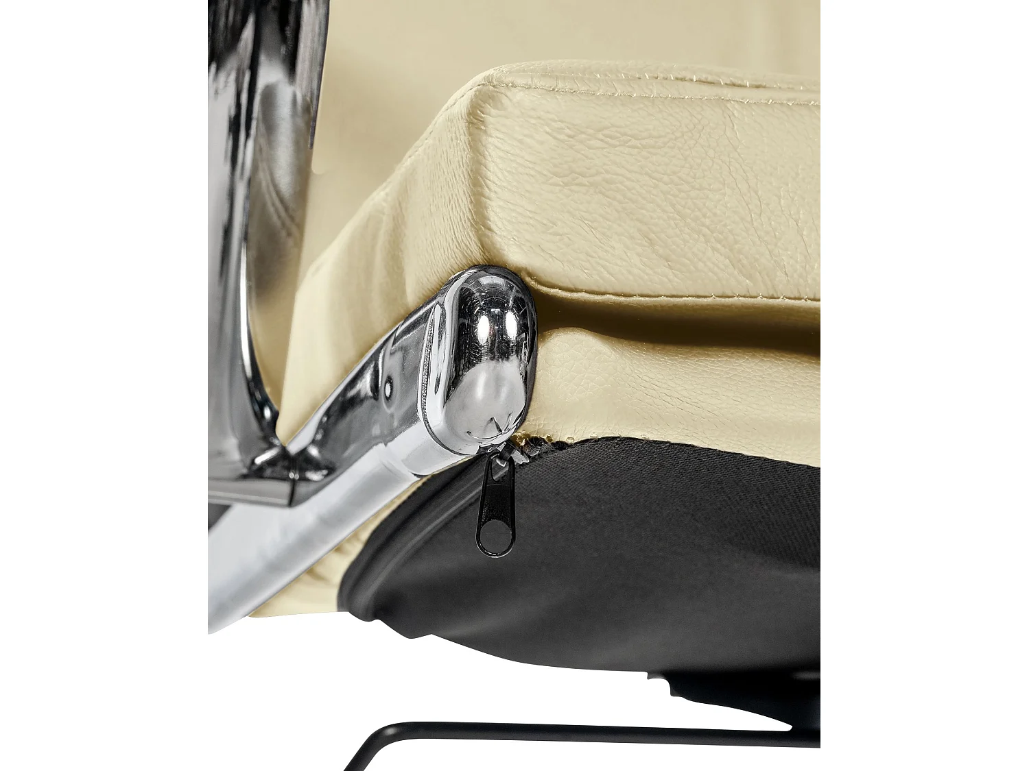 Bürosessel - Echtleder & Metall in Chromoptik - creme - Cleveland