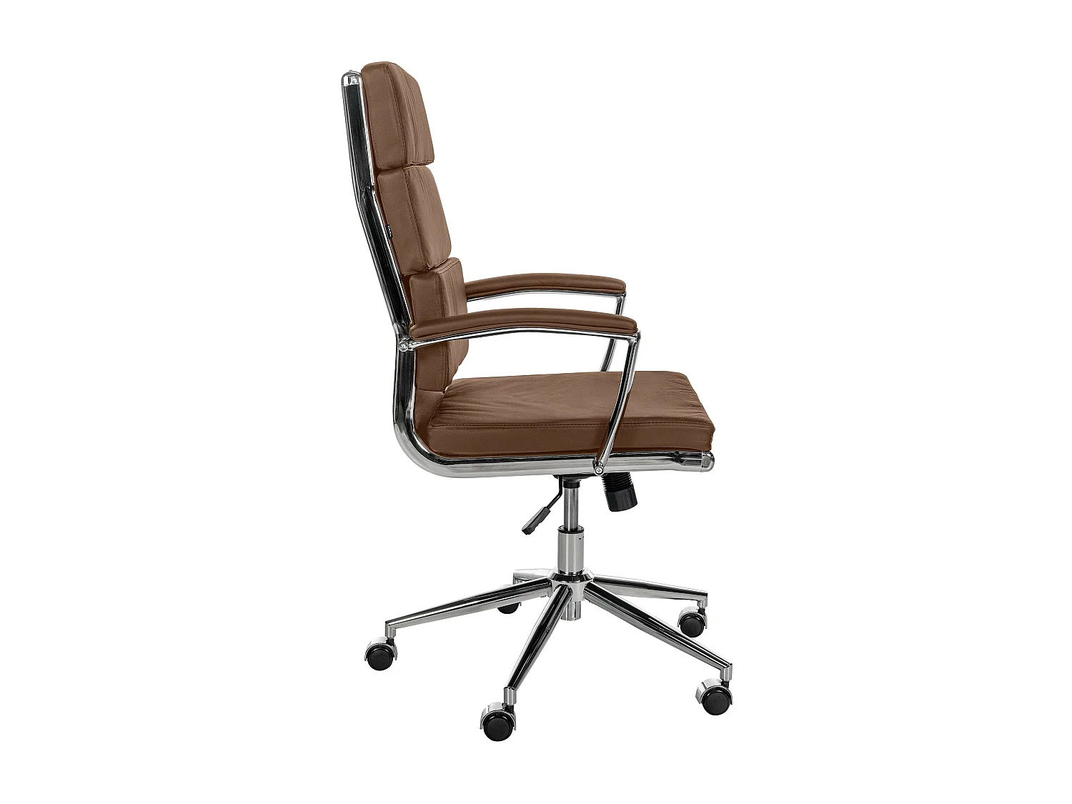 Sedia da ufficio - Vera pelle & Metallo in look cromato - marrone chiaro - Cleveland