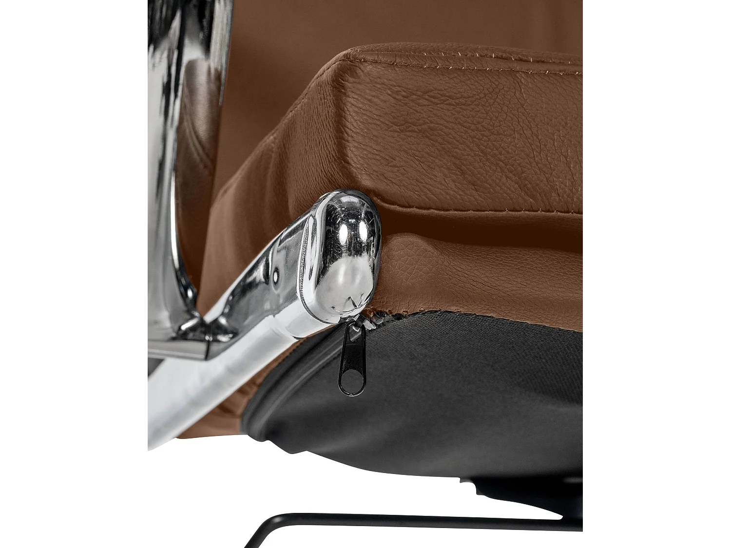 Sedia da ufficio - Vera pelle & Metallo in look cromato - marrone chiaro - Cleveland