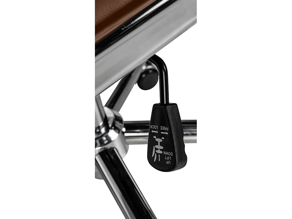 Chaise de bureau - Véritable cuir & Métal chromé - Marron clair - Cleveland