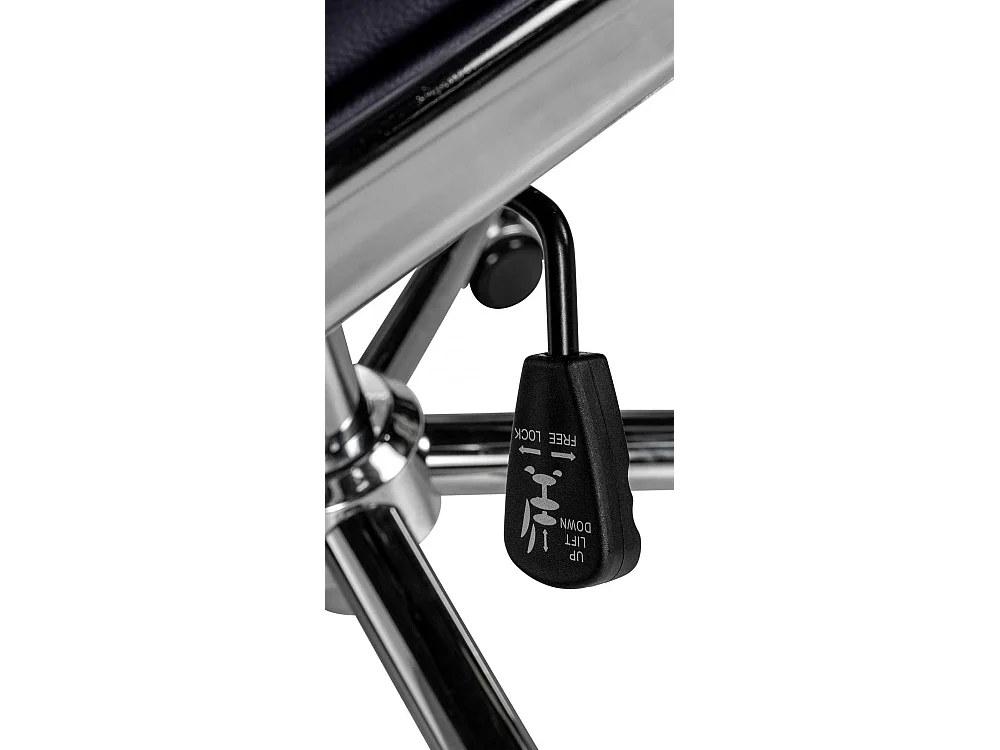 Chaise de bureau - Véritable cuir & Métal chromé - Noir - Cleveland