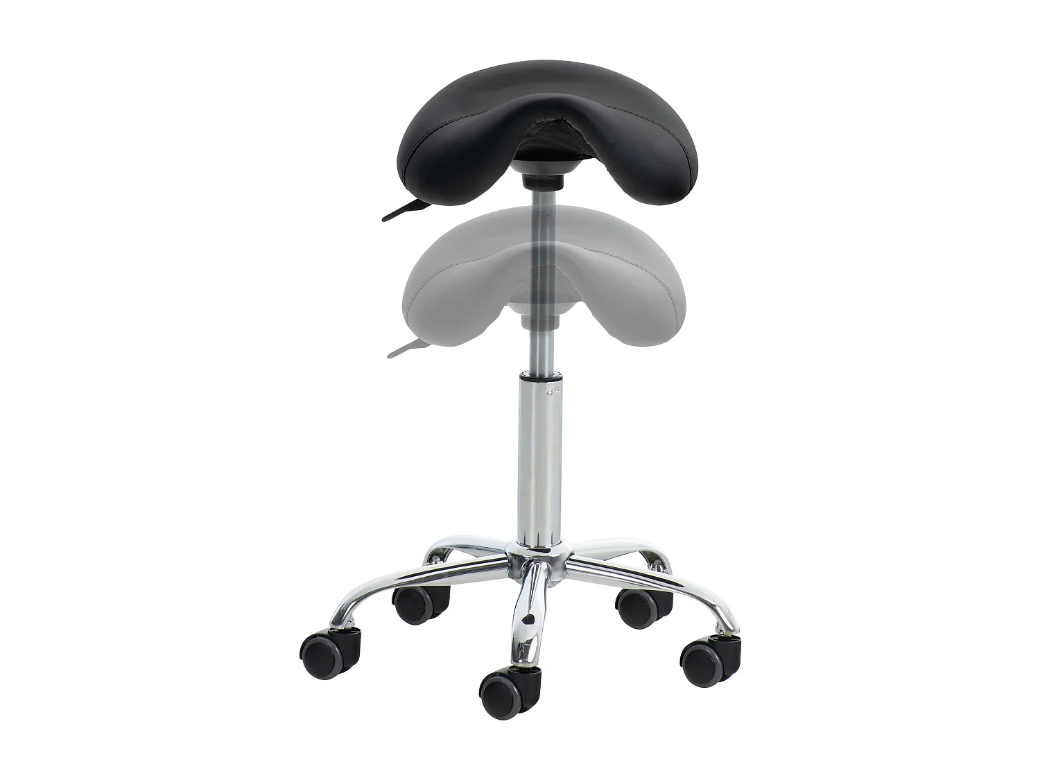 Lot de 2  Tabouret de bureau - Similicuir - Noir - Reno