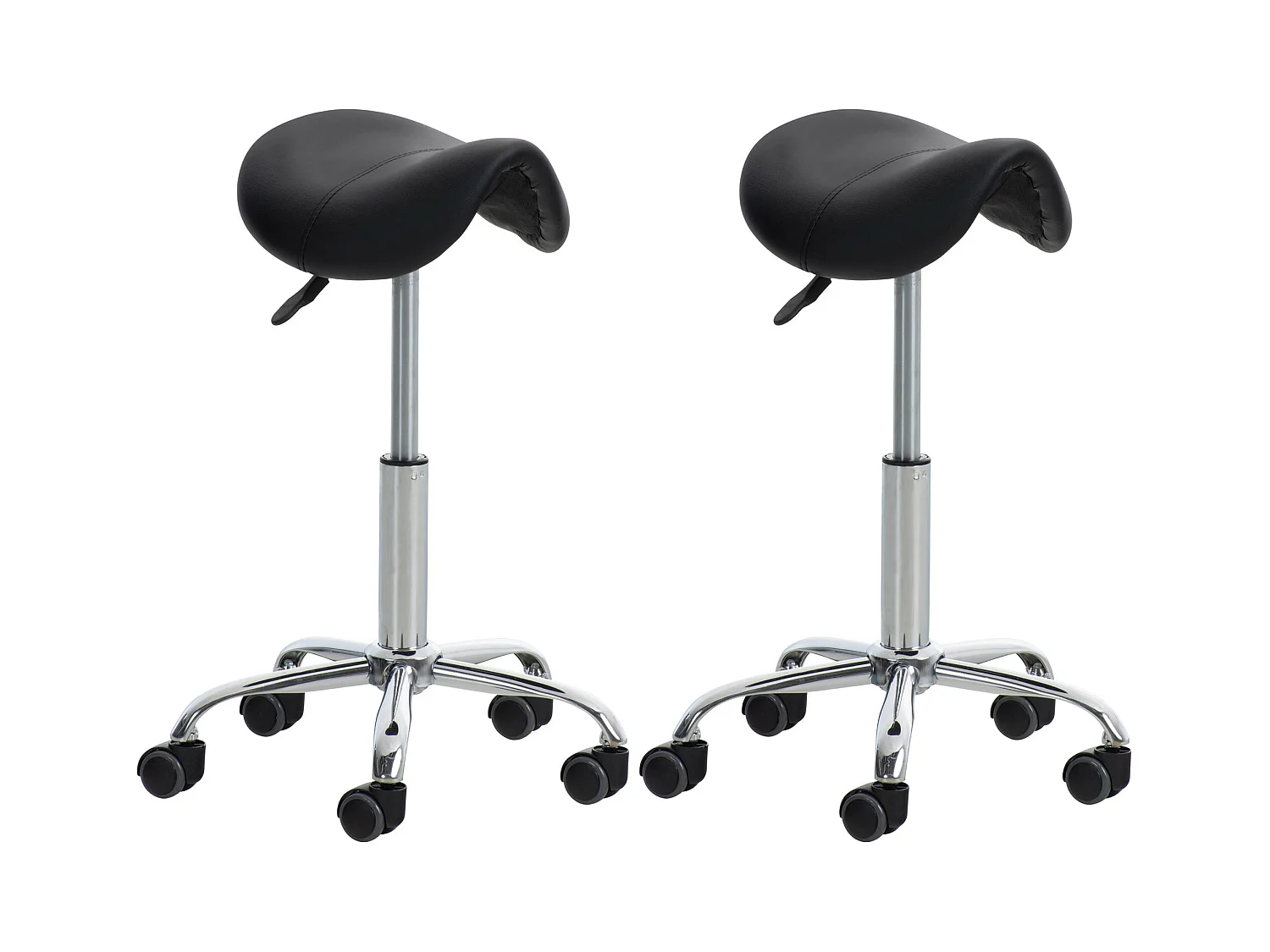 Lot de 2  Tabouret de bureau - Similicuir - Noir - Reno