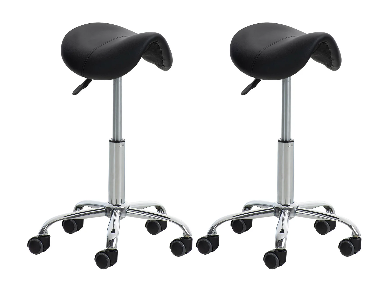 Lot de 2  Tabouret de bureau - Similicuir - Noir - Reno