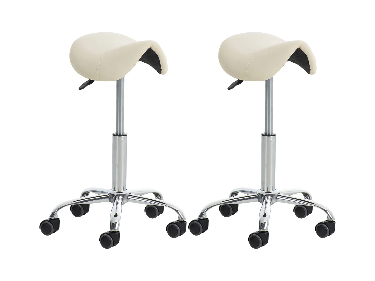 Lot de 2  Tabouret de bureau - Similicuir - Crème - Reno