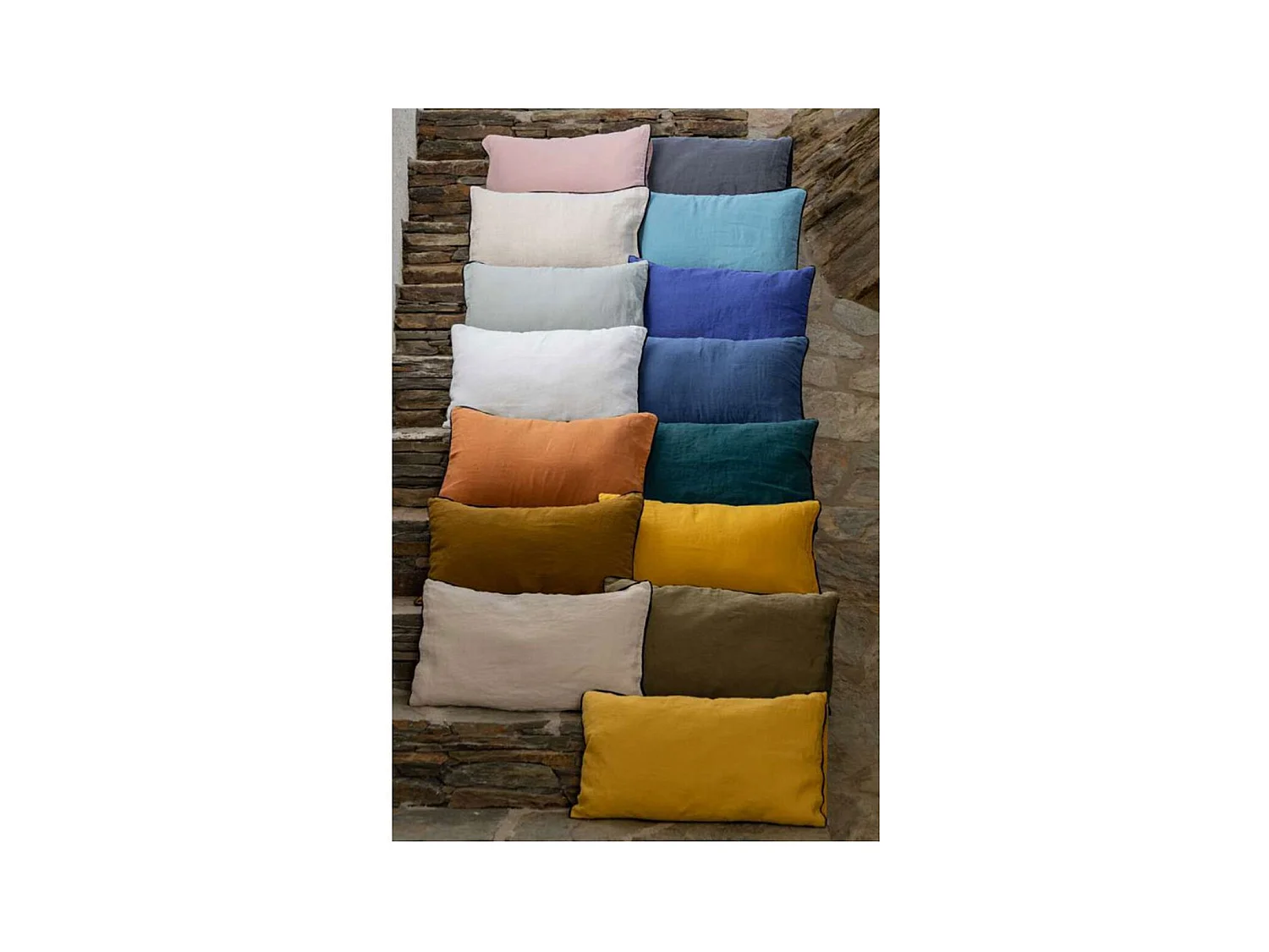 Housse de coussin Terre Cuite en pur lin lavé 45 x 45 cm