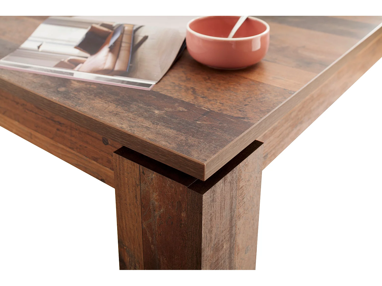 Sauler - Table de salle à manger extensible finition vieux bois L-H-P : 160-200 - 77 - 90 cm