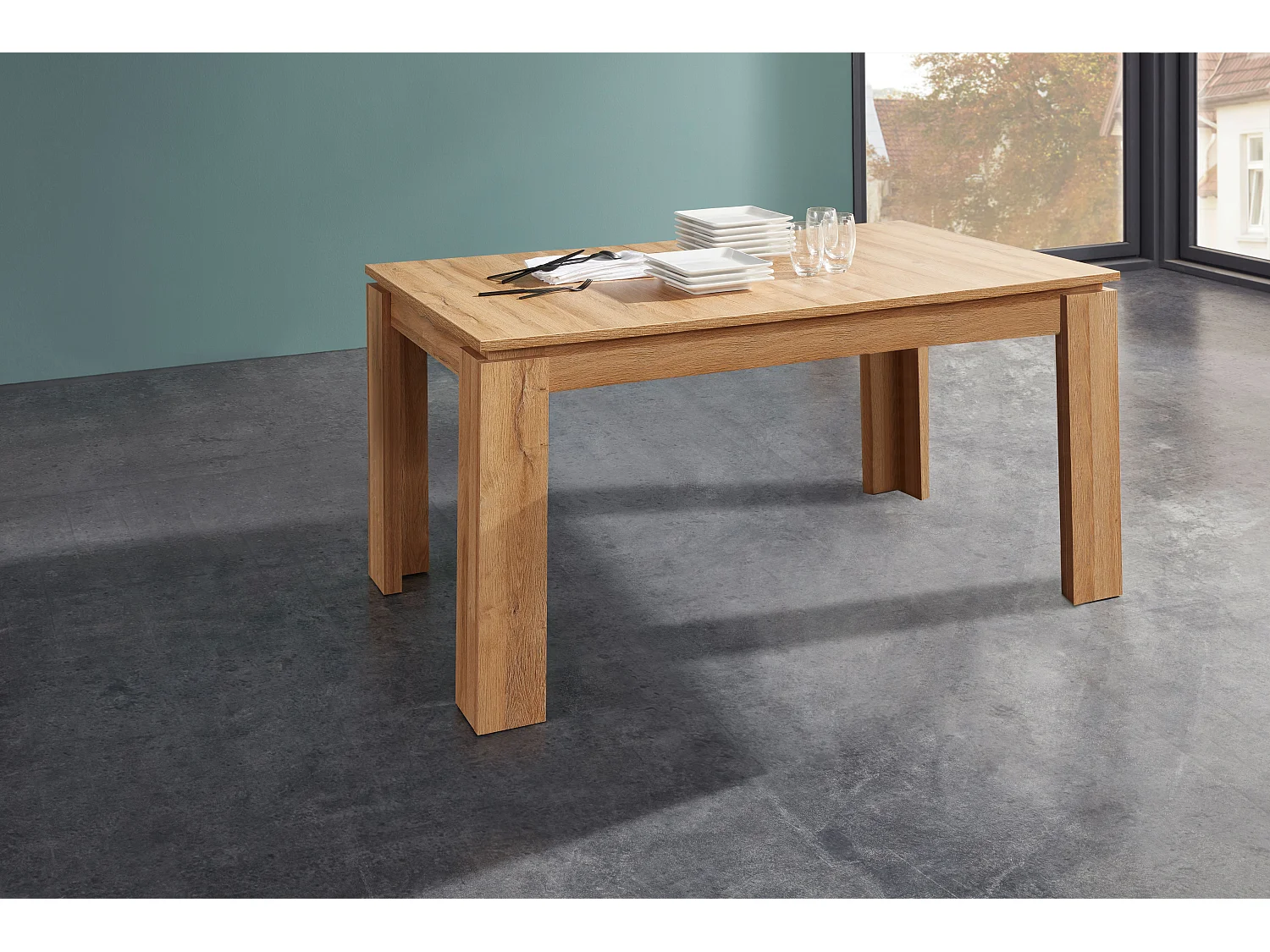 Sauler - Table de salle à manger extensible en finition chêne Wotan L-H-P : 160-200 - 77 - 90 cm