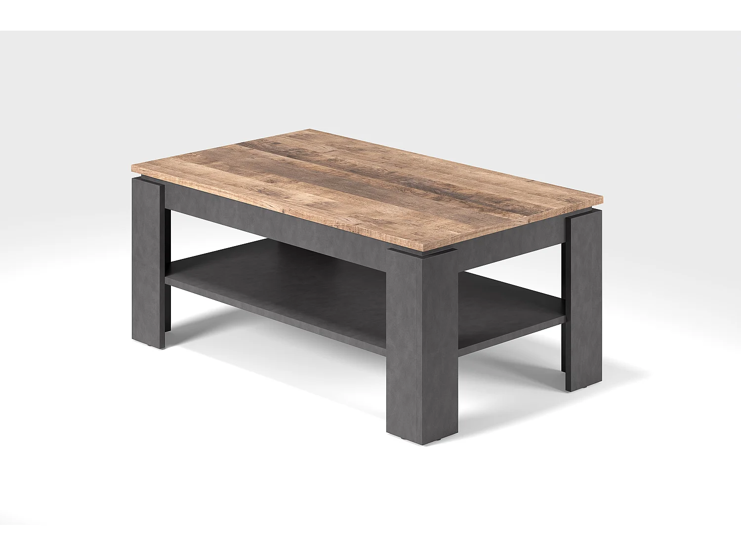 Sauler - Table basse en mélaminé finition chêne Matera gris-tabac-brun L-H-P : 110 - 47 - 65 cm