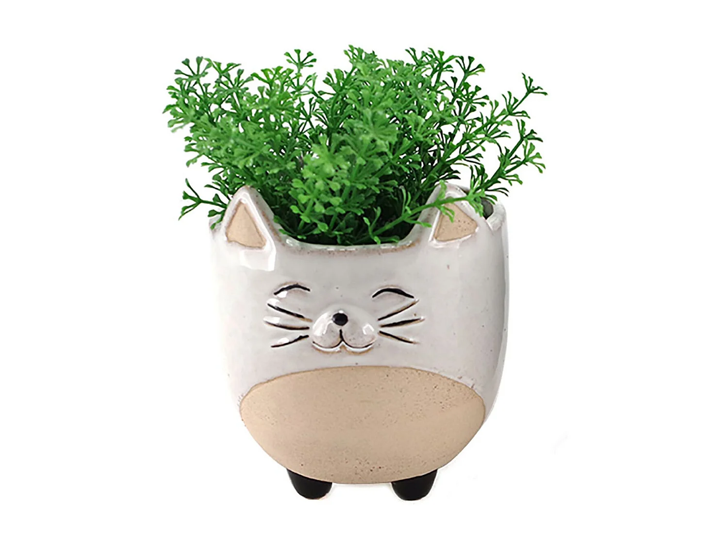 Petit cache pot chat blanc 12.5 cm