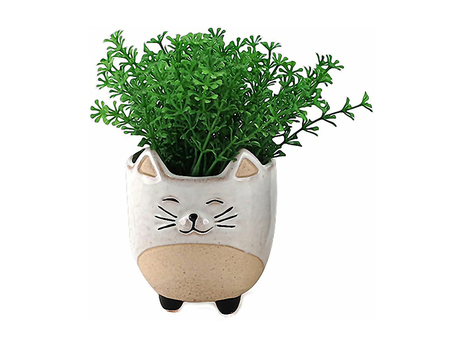 Petit cache pot chat blanc 10 cm