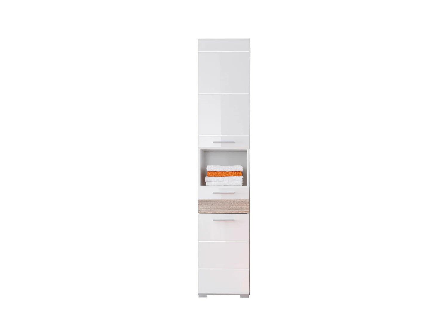 Ozem - Colonne mélaminé Blanc/Chêne clair L/H/P 37 / 182 / 31 cm