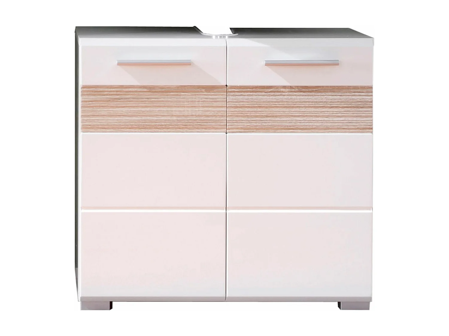 Ozem - Meuble sous-vasque mélaminé blanc/chêne clair L/H/P 60 / 56 / 34 cm