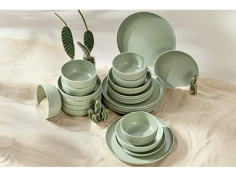 Tafelservice 6 Personen 24-tlg - Matt Pistazienfarben - VICTO