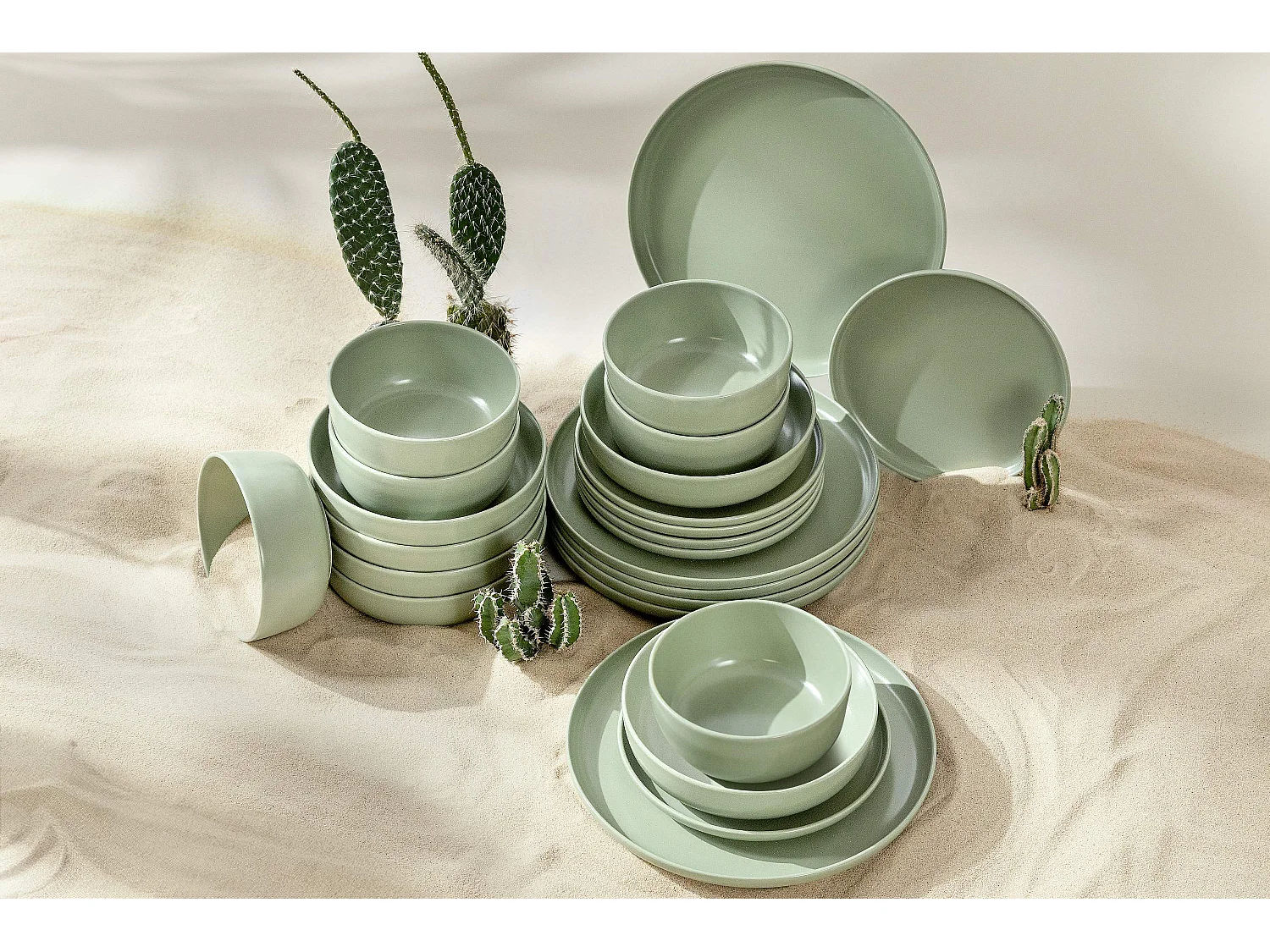 Tafelservice 6 Personen 24-tlg - Matt Pistazienfarben - VICTO