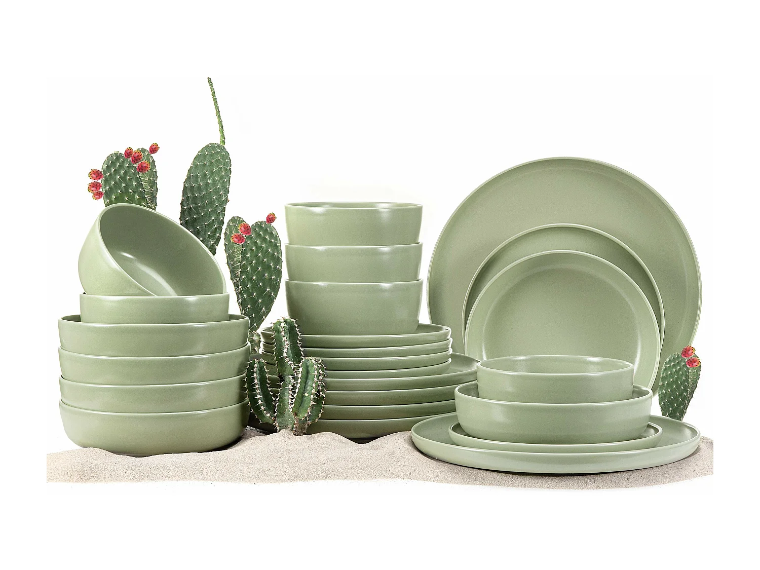 Tafelservice 6 Personen 24-tlg - Matt Pistazienfarben - VICTO