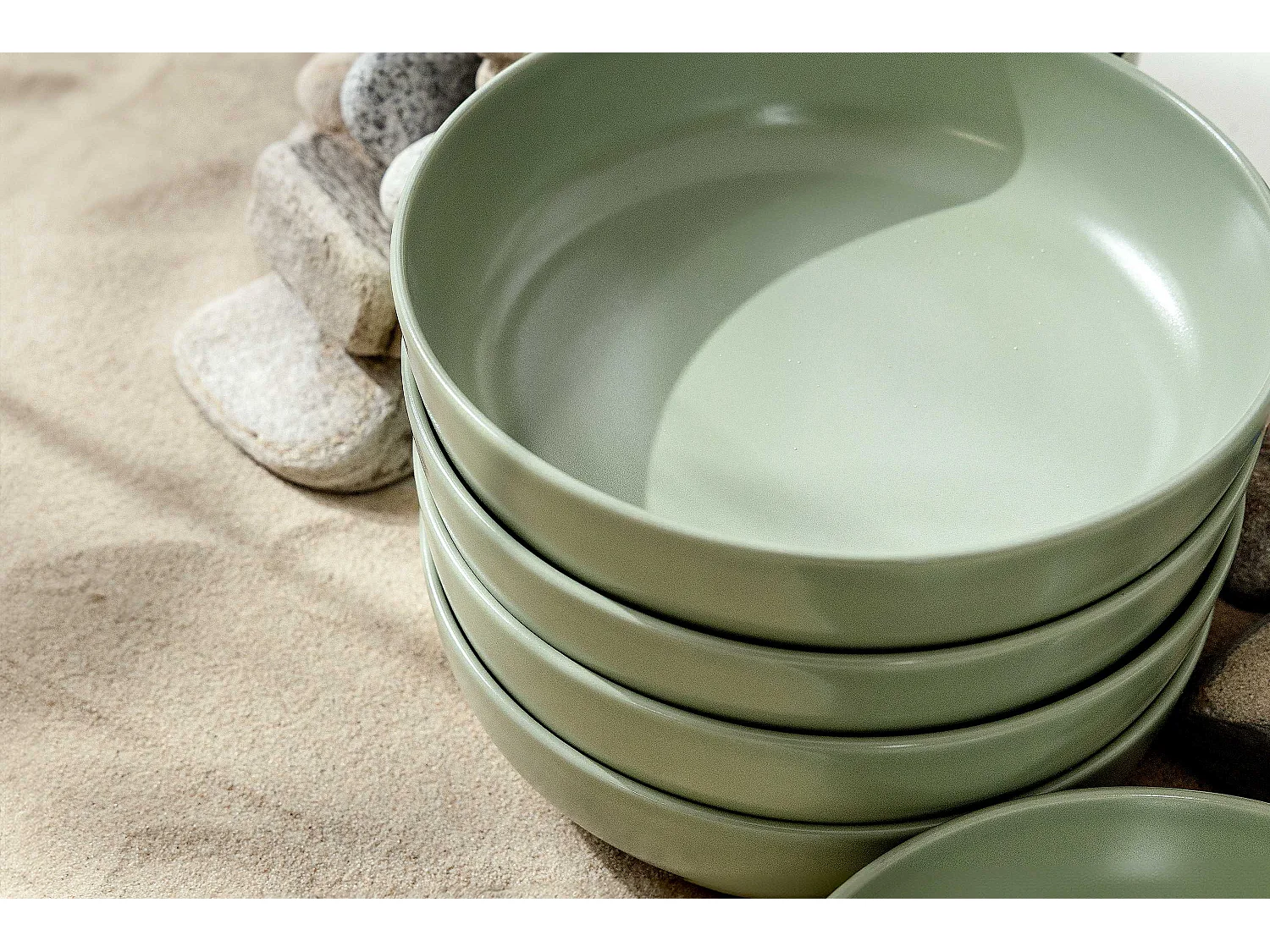 Tafelservice 6 Personen 12-tlg - Matt Pistazienfarben - VICTO