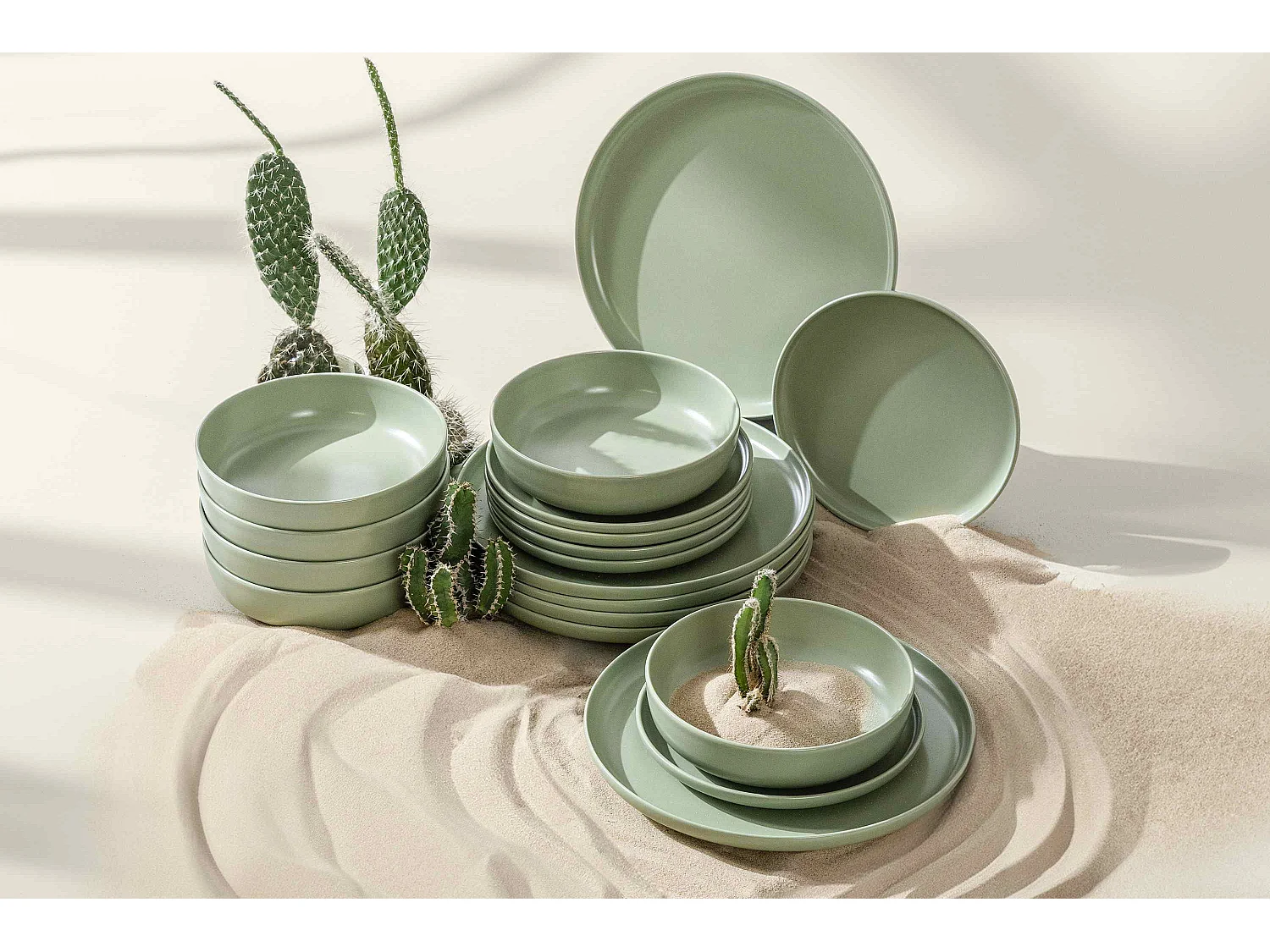 Tafelservice 6 Personen 18-tlg - Matt Pistazienfarben - VICTO