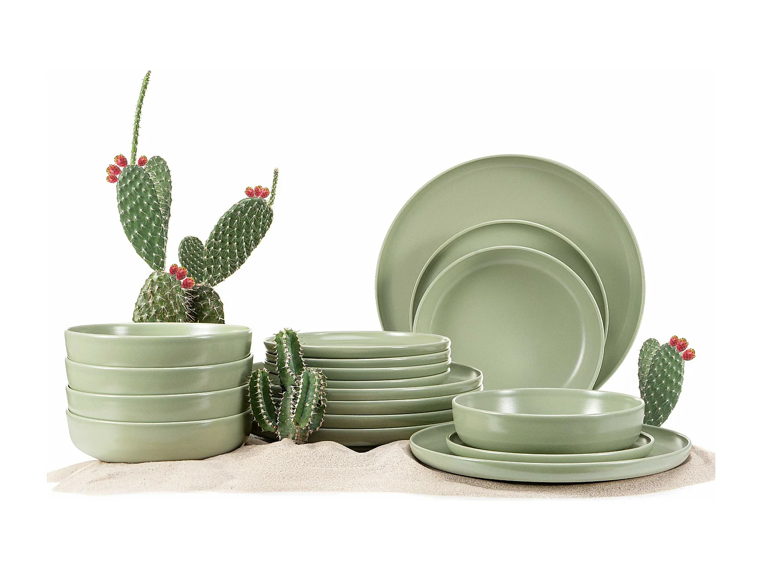 Tafelservice 6 Personen 18-tlg - Matt Pistazienfarben - VICTO