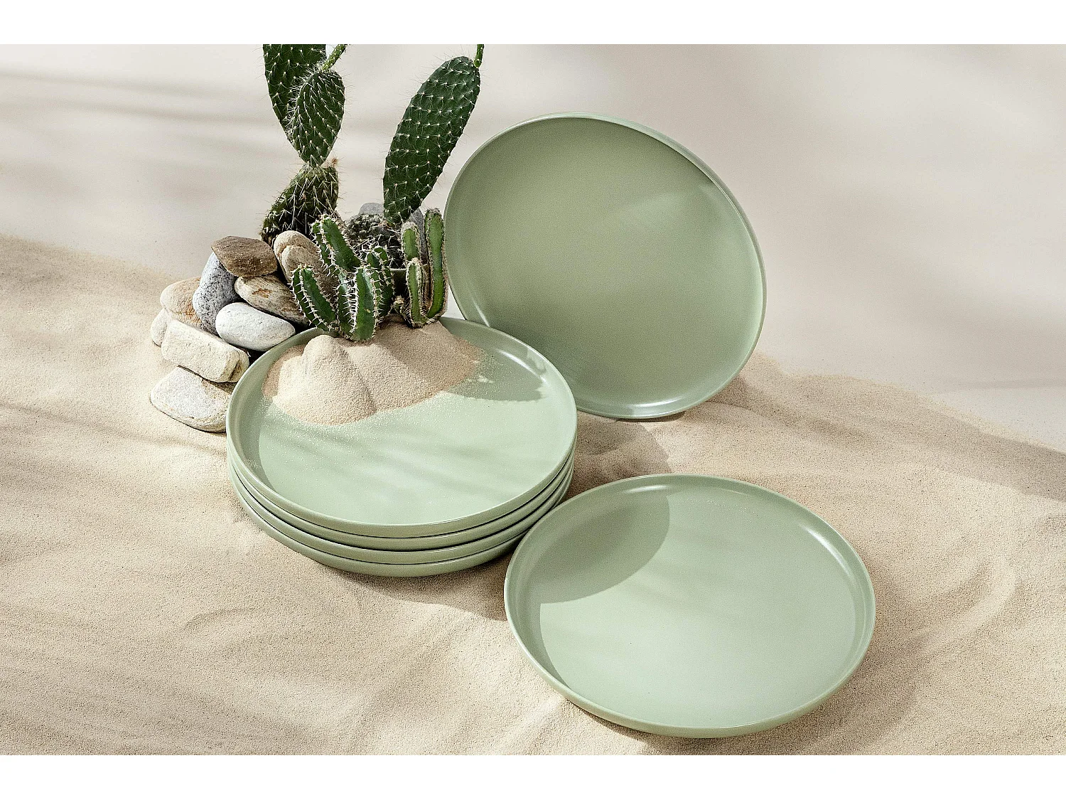 Teller-Set 6-tlg Speiseteller - Matt Pistazienfarben - VICTO