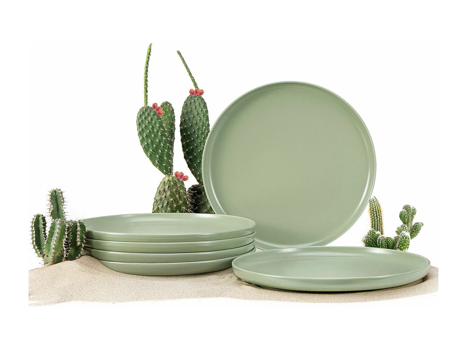 Teller-Set 6-tlg Speiseteller - Matt Pistazienfarben - VICTO