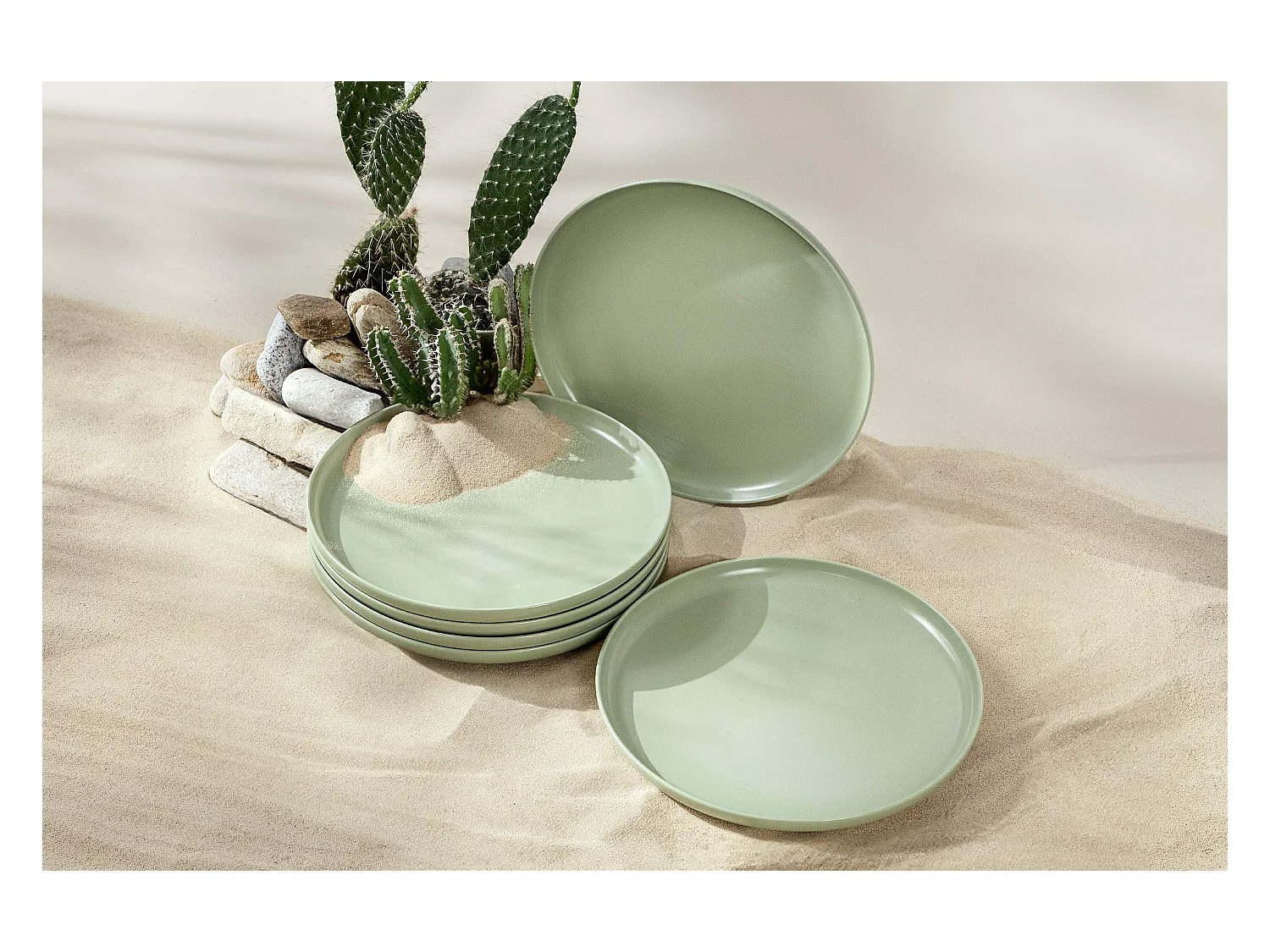 Set de assiettes à dessert 6 personnes 6 pièces - Pistache mat - VICTO