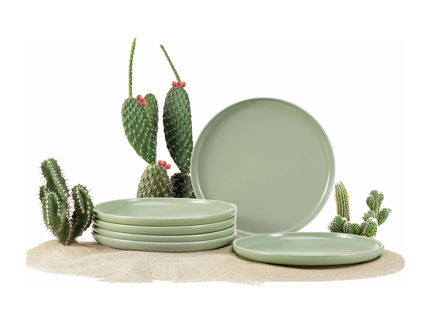 Teller-Set 6-tlg Dessertteller - Matt Pistazienfarben - VICTO