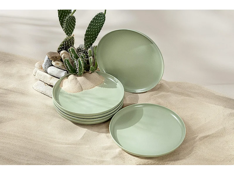 Set de assiettes à dessert 6 personnes 6 pièces - Pistache mat - VICTO