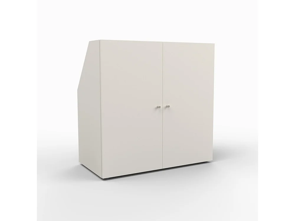 Meuble de rangement sous pente 2 portes CALI Blanc - H. 100 x L. 100 x P. 51.8 cm